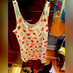 No boundaries white popsicle ice cream summer tank top XL